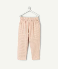 Pantalon garçon rayé beige
