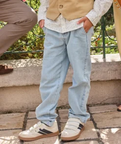 Pantalon garçon relax denim bleu clair