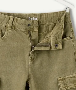 Pantalon garçon relax kaki