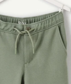 Pantalon garçon relax taille élastique vert