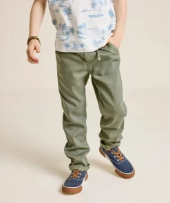 Pantalon garçon relax vert kaki