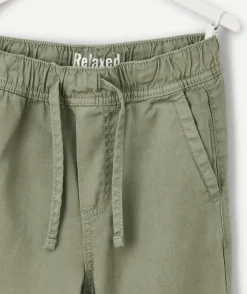 Pantalon garçon relax vert kaki