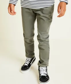 Pantalon garçon slim kaki
