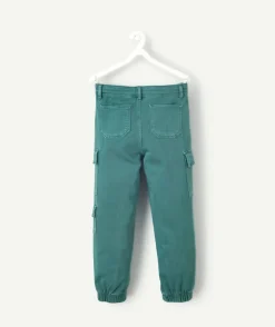 Pantalon garçon slim vert canard