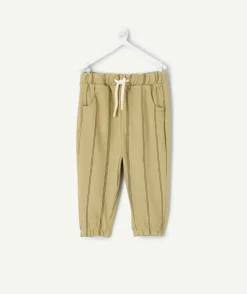 Pantalon jogging bébé garçon rayé kaki