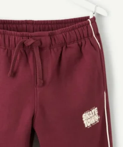 Pantalon jogging garçon bordeaux message côté