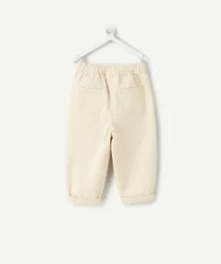 Pantalon large bébé fille écru broderies fleurs