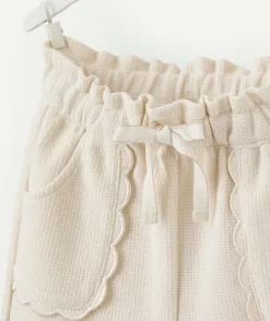 Pantalon large bébé fille maille écru