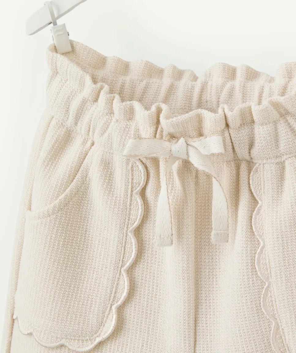 Pantalon large bébé fille maille écru