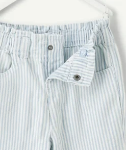 Pantalon large bébé fille rayé bleu