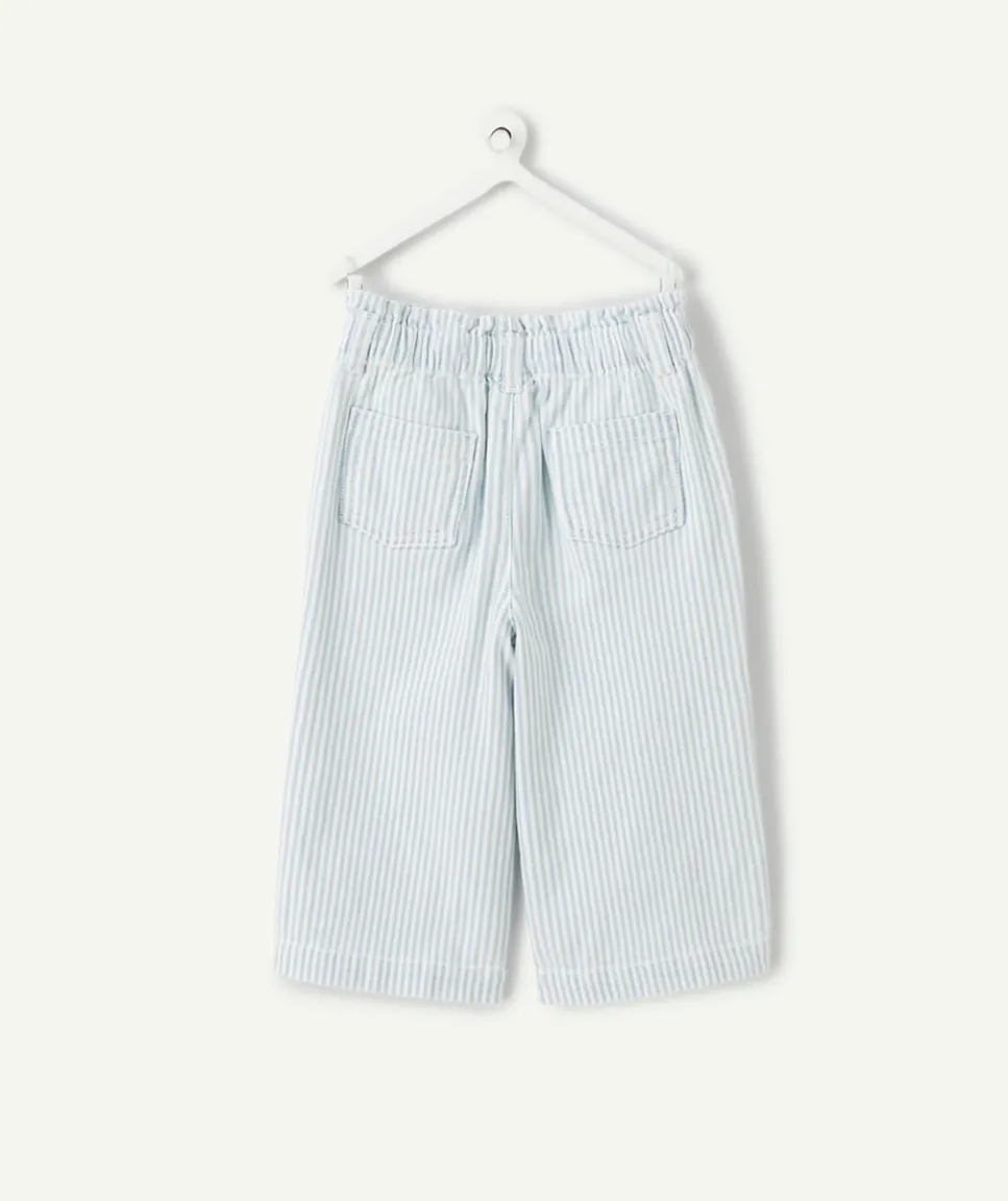 Pantalon large bébé fille rayé bleu