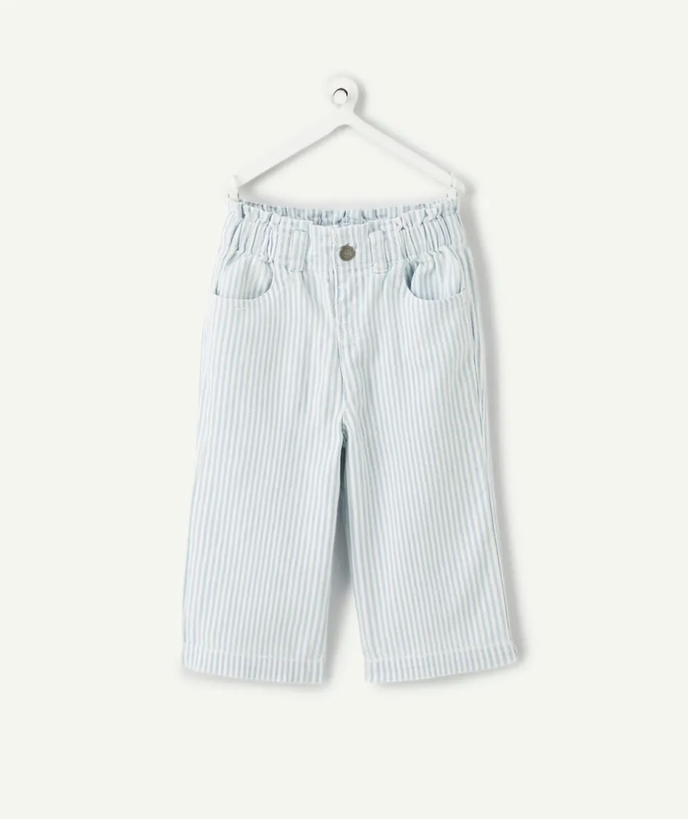 Pantalon large bébé fille rayé bleu