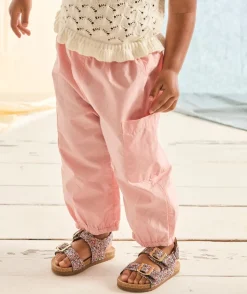 Pantalon large cargo bébé fille ultra léger rose
