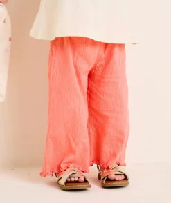 Pantalon large corail bébé fille