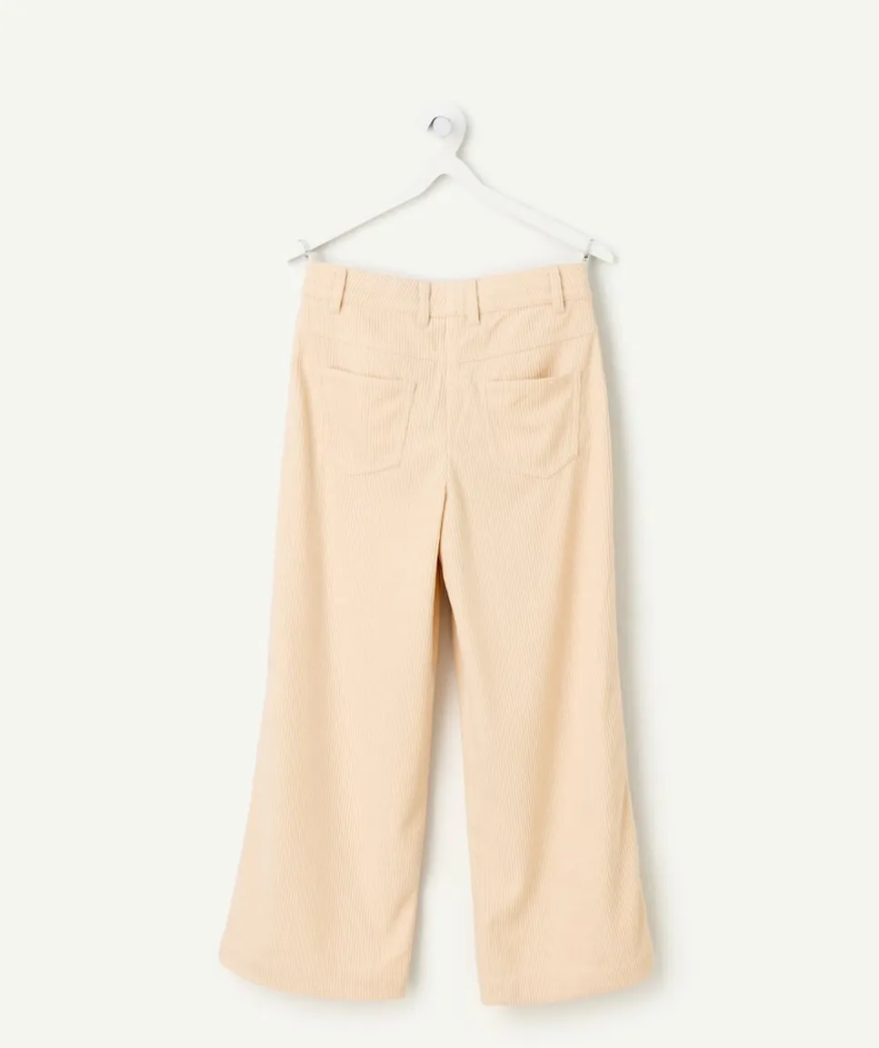 Pantalon large fille coton beige