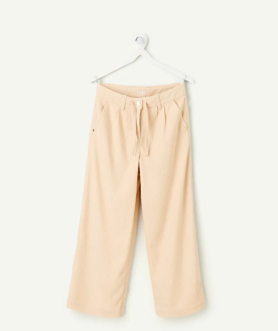 Pantalon large fille coton beige
