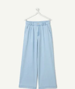 Pantalon large fille denim bleu