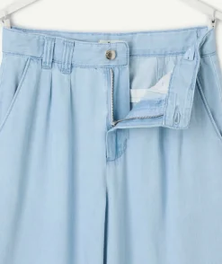 Pantalon large fille denim bleu