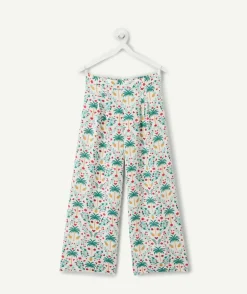 Pantalon large fille imprimé tropical multicolore