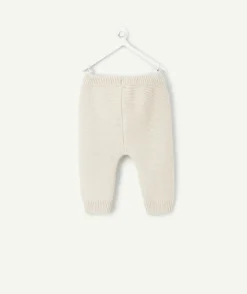 Pantalon naissance garçon en tricot écru