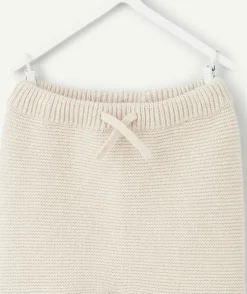 Pantalon naissance garçon en tricot écru