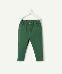 Pantalon relax bébé fille en fibres recyclées vert