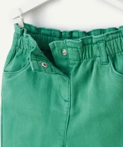 Pantalon relax bébé fille en fibres recyclées vert