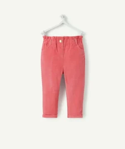 Pantalon relax bébé fille en velours côtelé rose