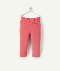 Pantalon relax bébé fille en velours côtelé rose