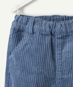 Pantalon relax bébé garçon effet velours bleu