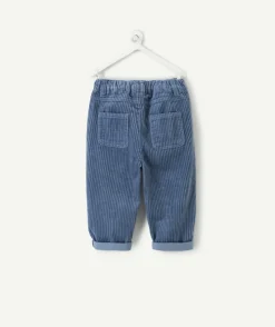 Pantalon relax bébé garçon effet velours bleu