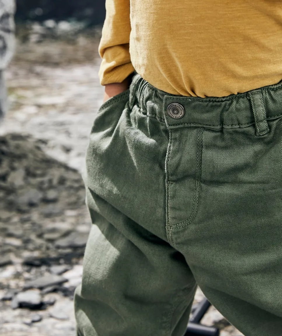 Pantalon relax bébé garçon en denim kaki