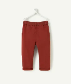Pantalon relax bébé garçon en viscose labellisée rouille avec ceinture