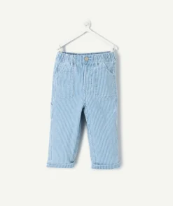 Pantalon relax bébé garçon rayé bleu