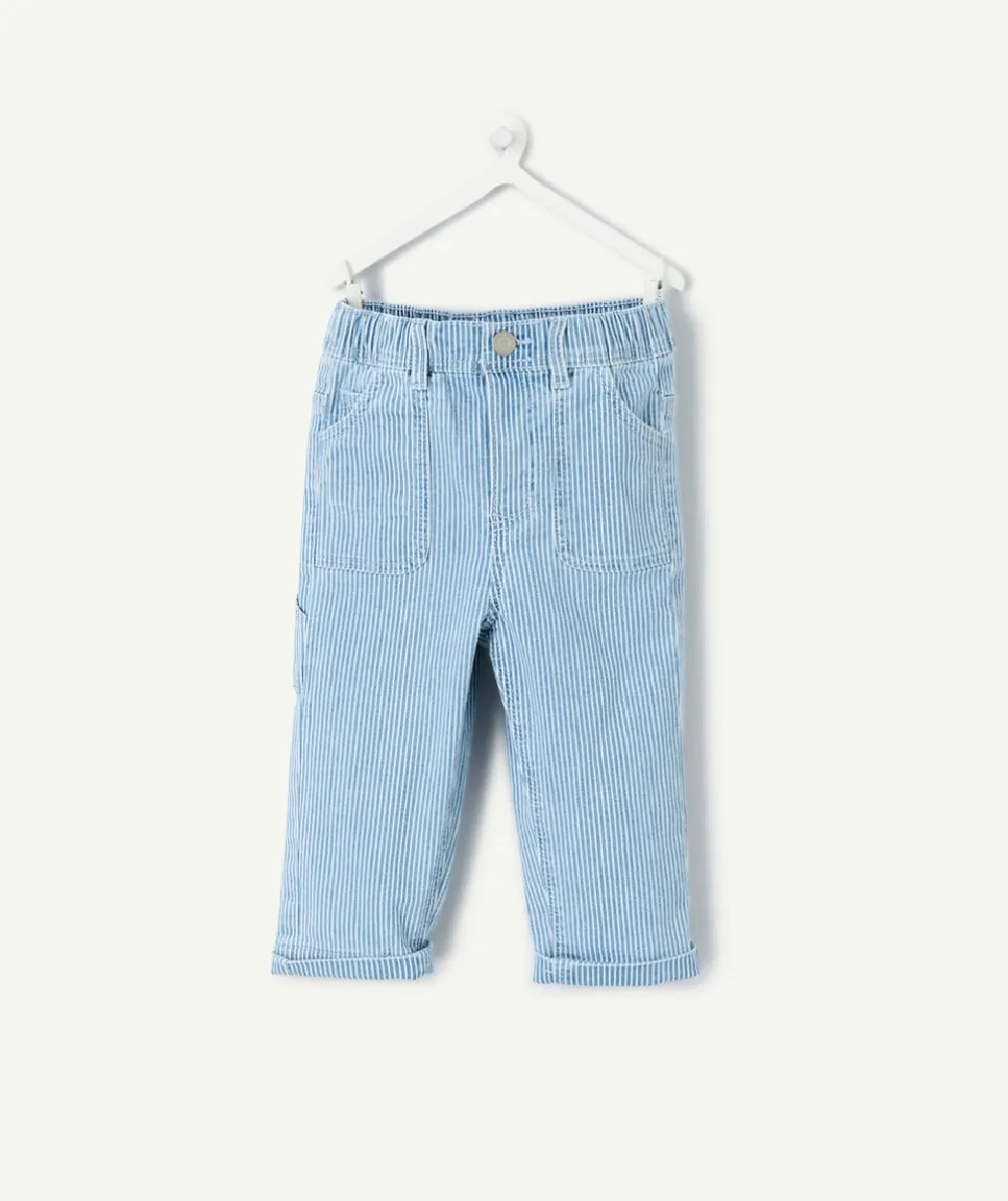 Pantalon relax bébé garçon rayé bleu