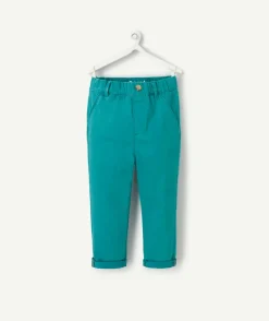 Pantalon relax bébé garçon vert avec revers