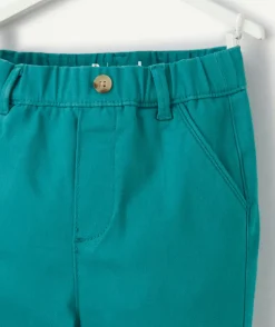 Pantalon relax bébé garçon vert avec revers