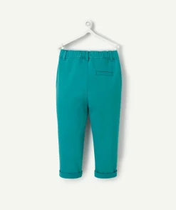 Pantalon relax bébé garçon vert avec revers