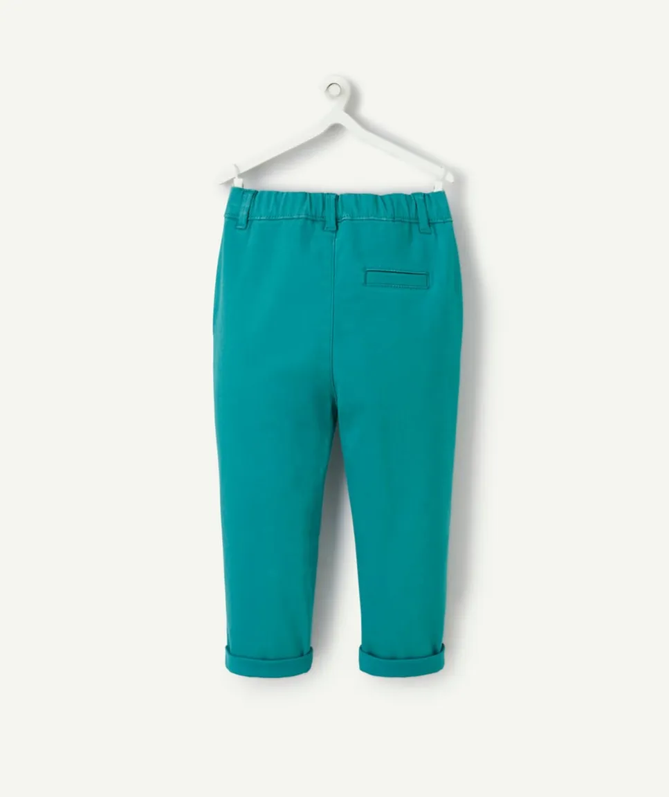 Pantalon relax bébé garçon vert avec revers