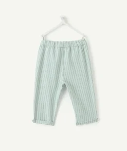 Pantalon relax bébé garçon vert rayé