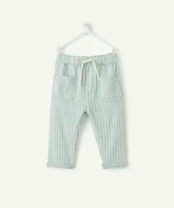 Pantalon relax bébé garçon vert rayé