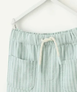 Pantalon relax bébé garçon vert rayé