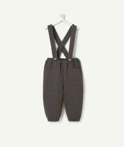 Pantalon sarouel bébé garçon à bretelles et carreaux
