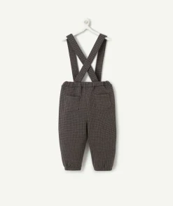 Pantalon sarouel bébé garçon à bretelles et carreaux