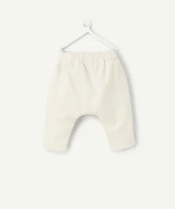 Pantalon sarouel naissance fille écru avec volants