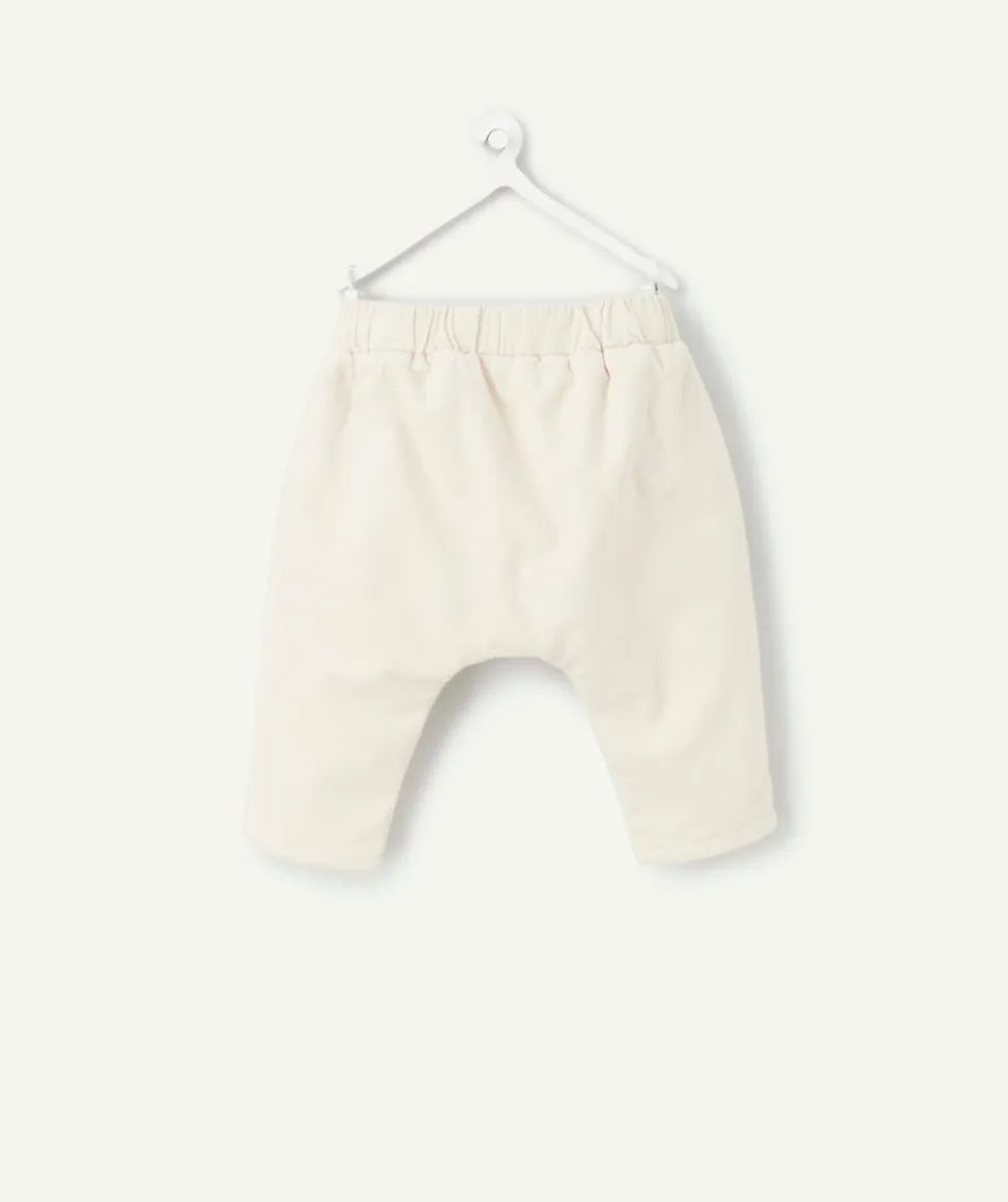 Pantalon sarouel naissance fille écru avec volants