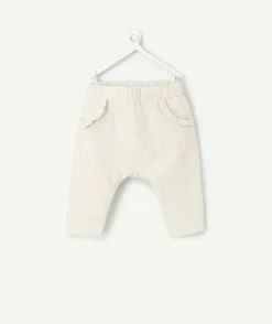 Pantalon sarouel naissance fille écru avec volants