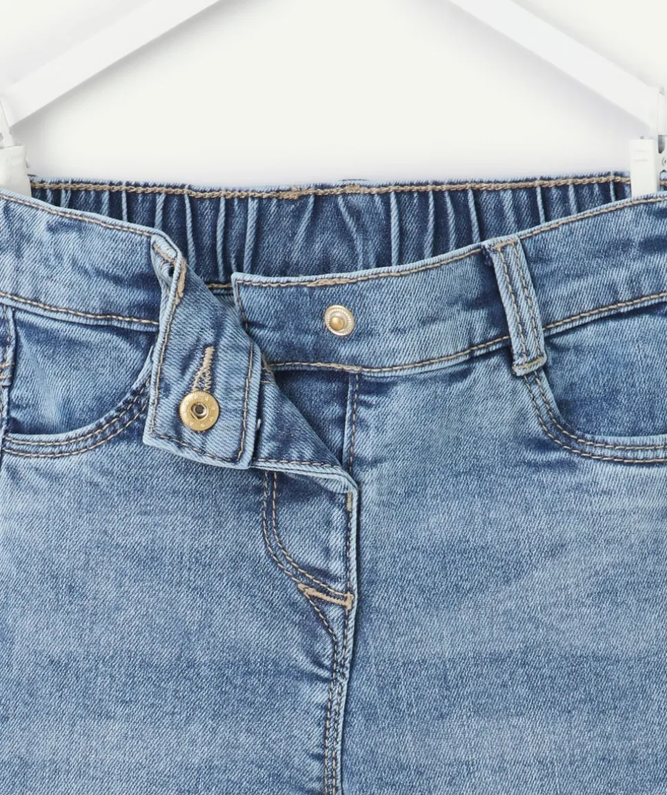 Pantalon slim bébé fille en denim bleu délavé lower impact