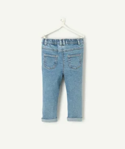 Pantalon slim bébé fille en denim bleu délavé lower impact