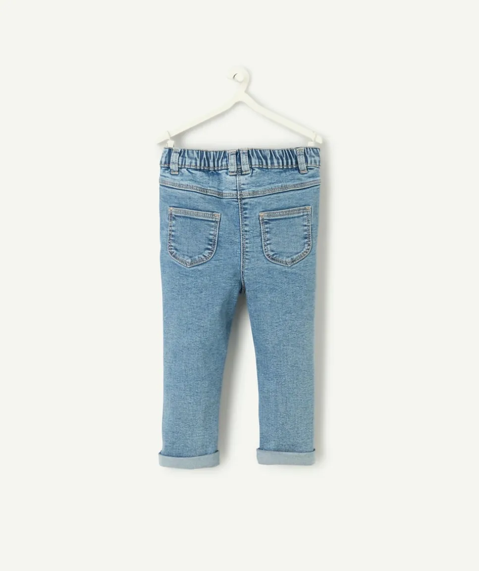 Pantalon slim bébé fille en denim bleu délavé lower impact